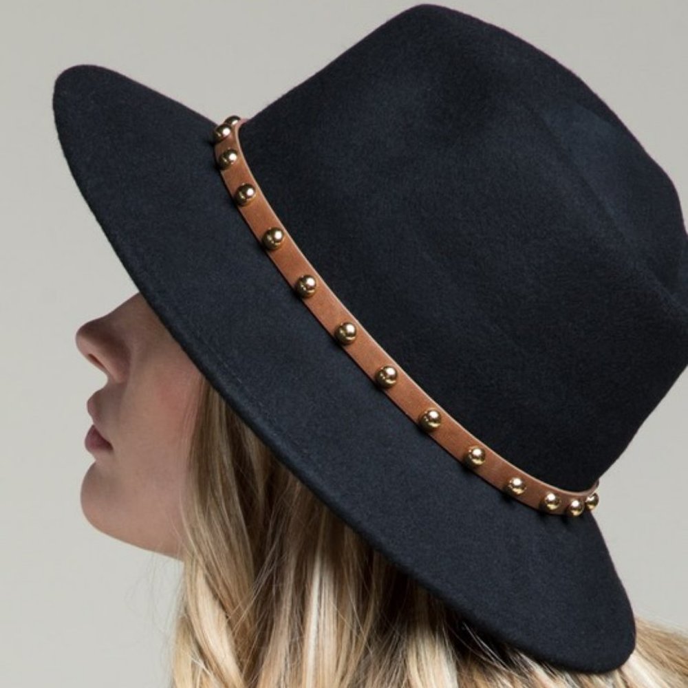 Wool Gold Studded Fedora